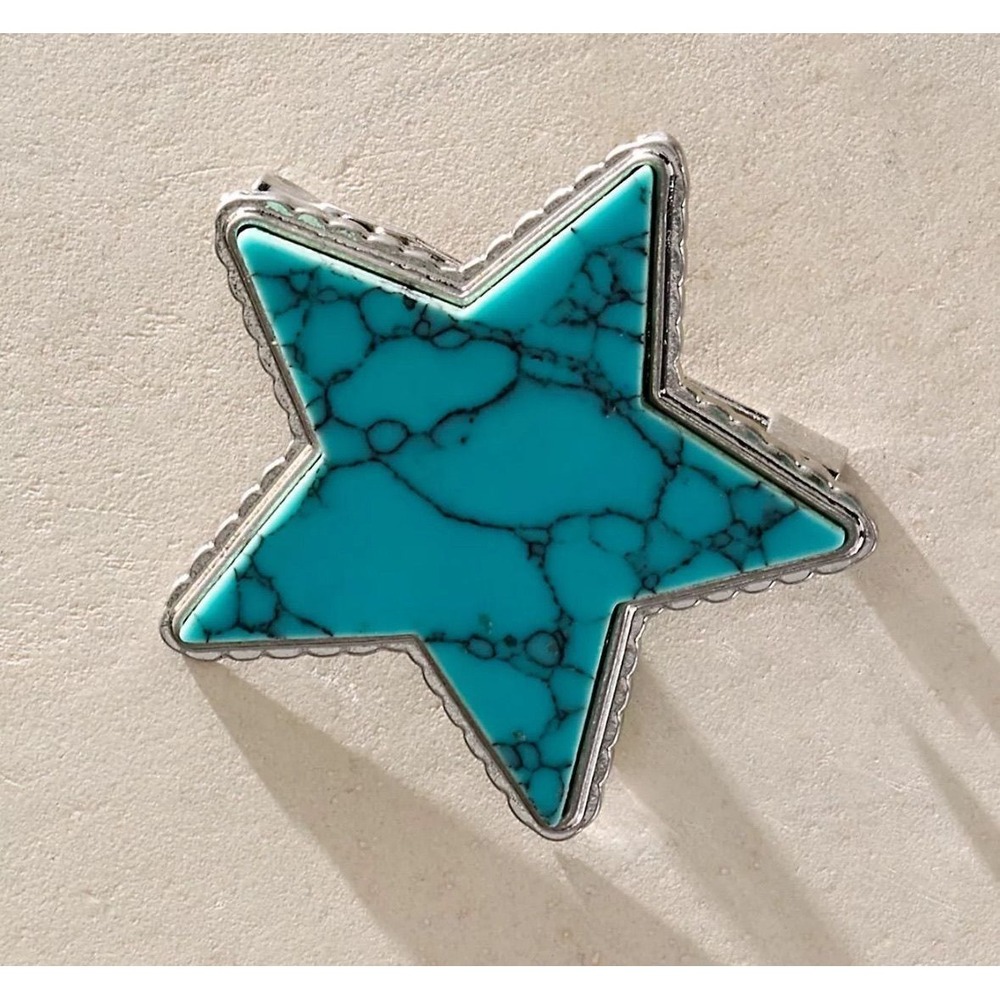 Free People High Roller Brooch Star Turquoise Silver Western 102851466 NEW